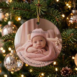 Parents First Christmas Newborn Photo  Ceramic Tree Decoration