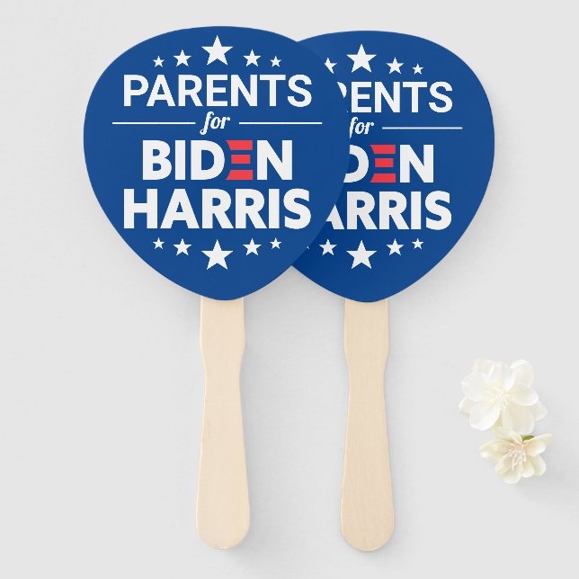 Parents for Biden Harris Custom Text Blue Hand Fan (Front and Back)