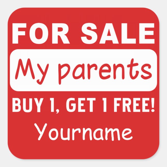 PARENTS FOR SALE custom stickers (Front)