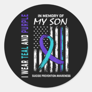 Parents In Memory Of Son Suicide Awareness Prevent Classic Round Sticker
