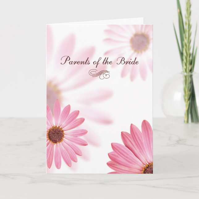 Parents of the Bride Congratulations Pink Daisies Card (Front)