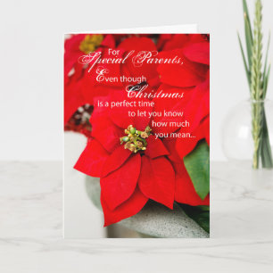 Parents Poinsettia Seasons Greetings Holiday Card