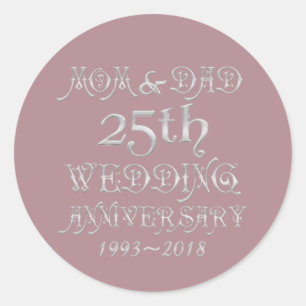 Parents Silver Wedding Anniversary 25 Years 2018 Classic Round Sticker