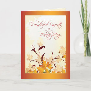 Parents Thanksgiving Red Leaves Holiday Card