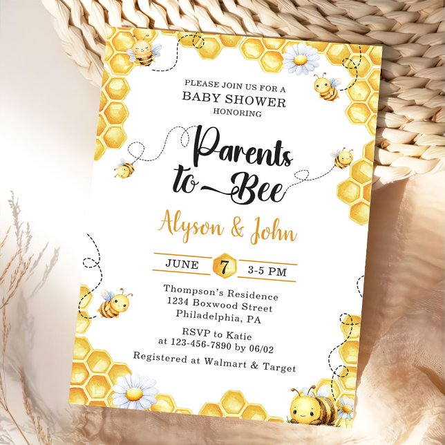 Parents To Bee Baby Shower Invitation (Creator Uploaded)