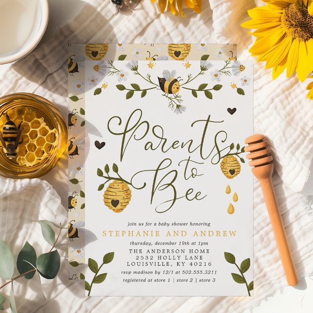 Parents To Bee Honeycomb Bumblebee Baby Shower Invitation (Creator Uploaded)