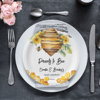 Parents to bee spring bee baby shower template paper plate