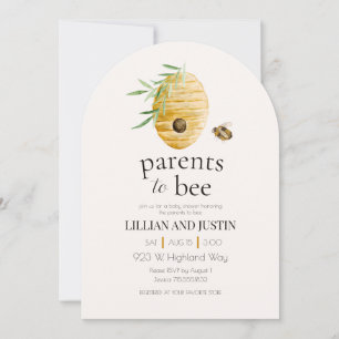 Parents To Bee Watercolor Honey Bee Baby Shower Invitation