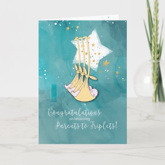 Parents to Triplets, Congratulations, Baby in Star Card (Front)