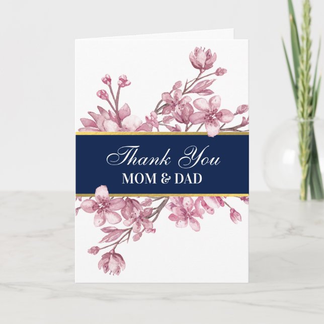 Parents Wedding Day Floral Thank You Card (Front)