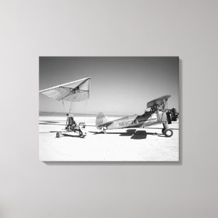 Paresev 1-A on Lakebed with Tow Plane Canvas Print