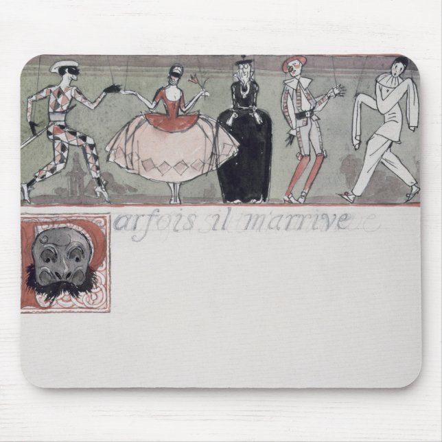 'Parfois il m'arrive' (ink and w/c on paper) Mouse Pad (Front)