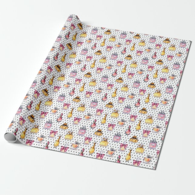 Parfum Bottle Pattern Wrapping Paper (Unrolled)
