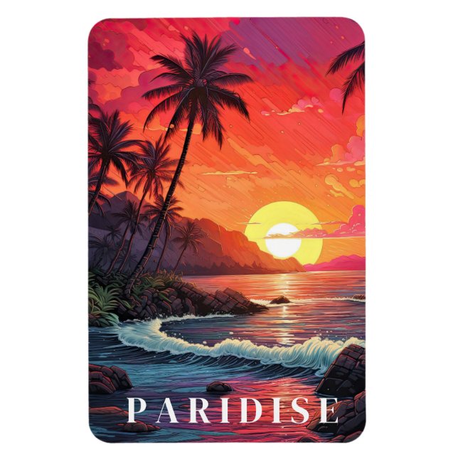 Paridise Tropical Beach  Magnet (Vertical)