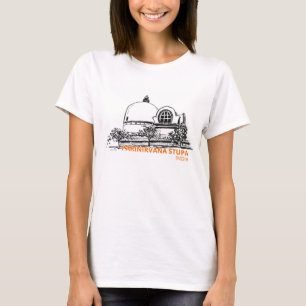 Parinirvana Stupa Kushinagar India Black Ink Line T-Shirt