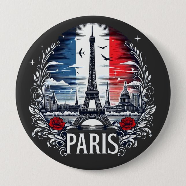 paris 10 cm round badge (Front)