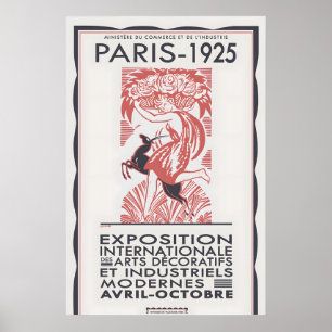 Paris 1925 Art Deco Exhibition Poster Framed or