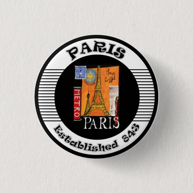 Paris 3 Cm Round Badge (Front)