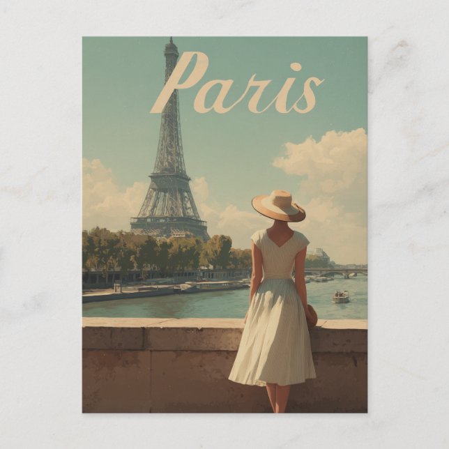 Paris 50s vintage travel postcard (Front)