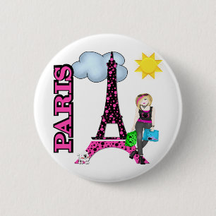 Paris 6 Cm Round Badge