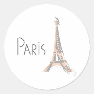 PARIS Abstract Grey Eiffel Tower Classic Round Sticker