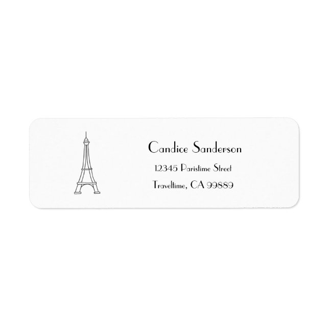 Paris Address Label, Travel Theme Party Label (Front)