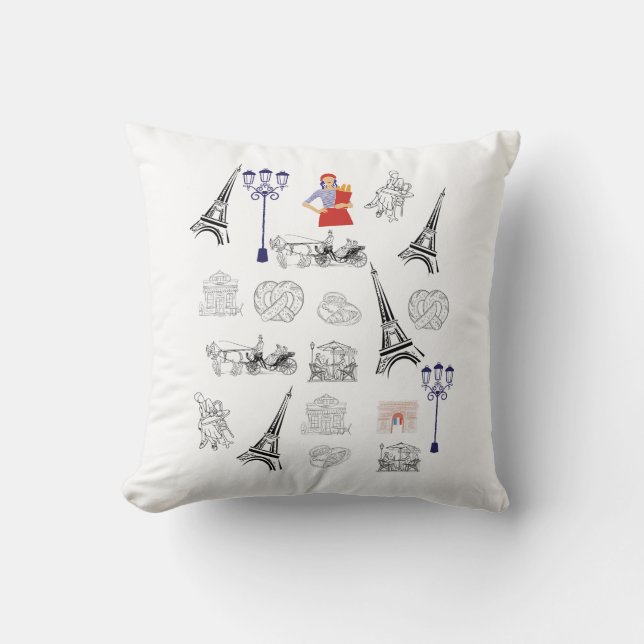 Paris Aesthetic Throw Pillow (Front)