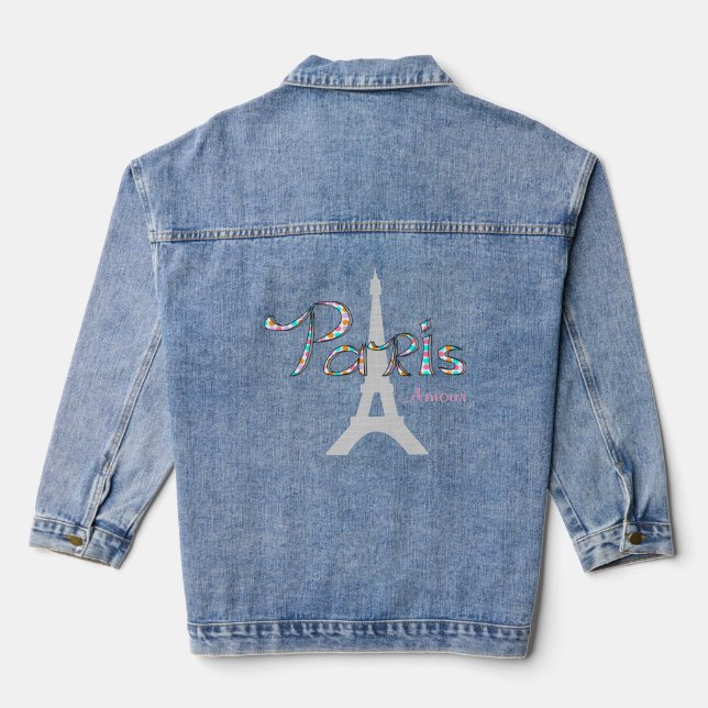 PARIS Amour with Eiffel Tower Denim Jacket (Back)