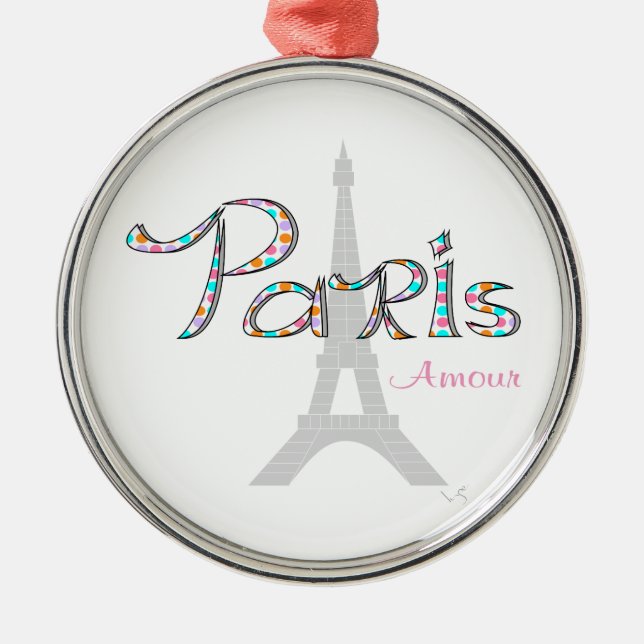PARIS Amour with Eiffel Tower Metal Tree Decoration (Front)