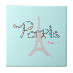PARIS Amour with Eiffel Tower Tile