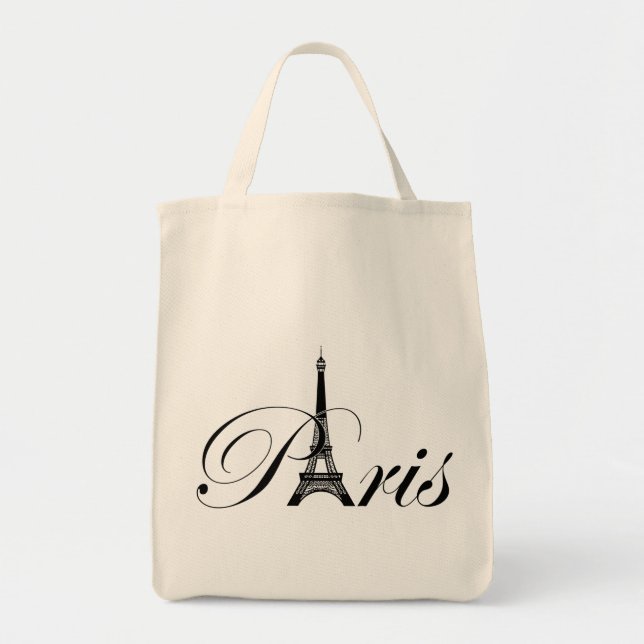 Paris and Eiffel Tower Tote Bag (Front)