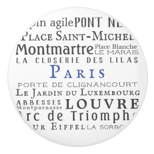 Paris and its landmarks ceramic knob