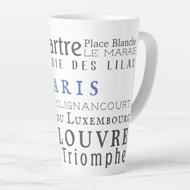 Paris and its landmarks latte mug (Right Angle)