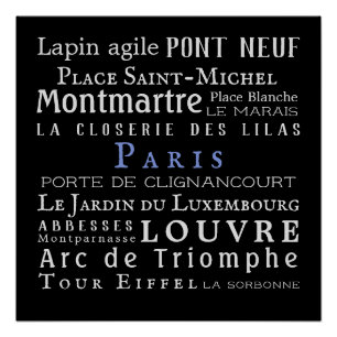 Paris and its landmarks poster