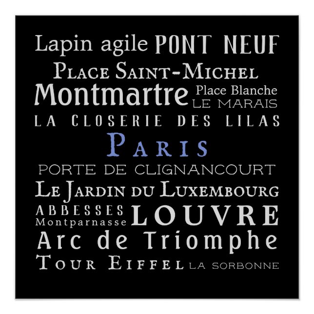 Paris and its landmarks poster (Front)