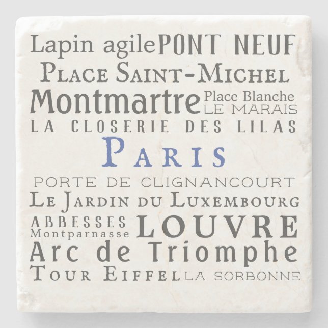 Paris and its landmarks stone coaster (Front)