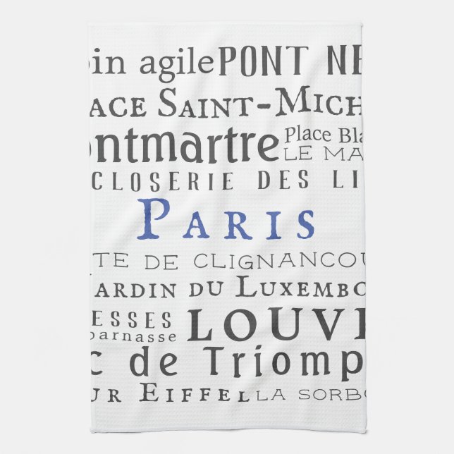 Paris and its landmarks tea towel (Vertical)