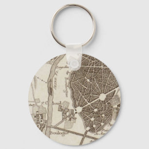Paris Antique Map Key Ring