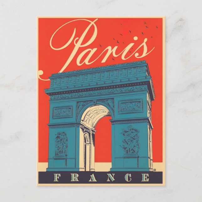 Paris Arc de Triomphe France vintage travel Postcard (Front)
