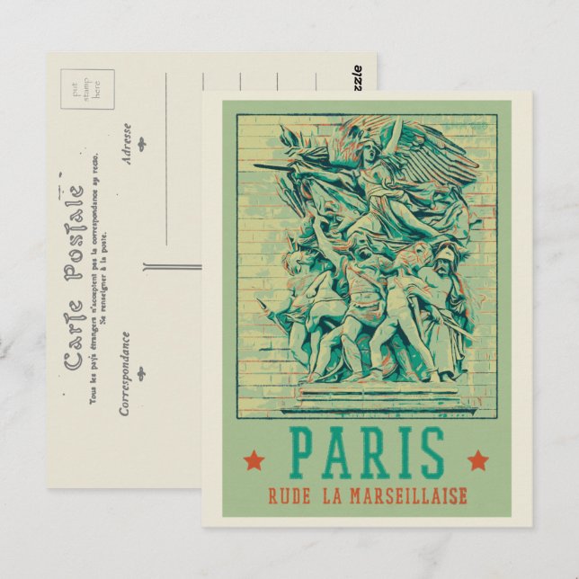 Paris Arc de Triomphe illustration France Postcard (Front/Back)