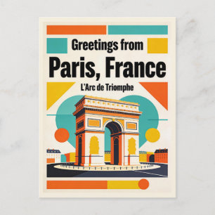 Paris Arc de Triomphe Postcard, Retro 1960s  Postcard
