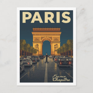 Paris Arc de Triomphe Vintage Travel Art Postcard