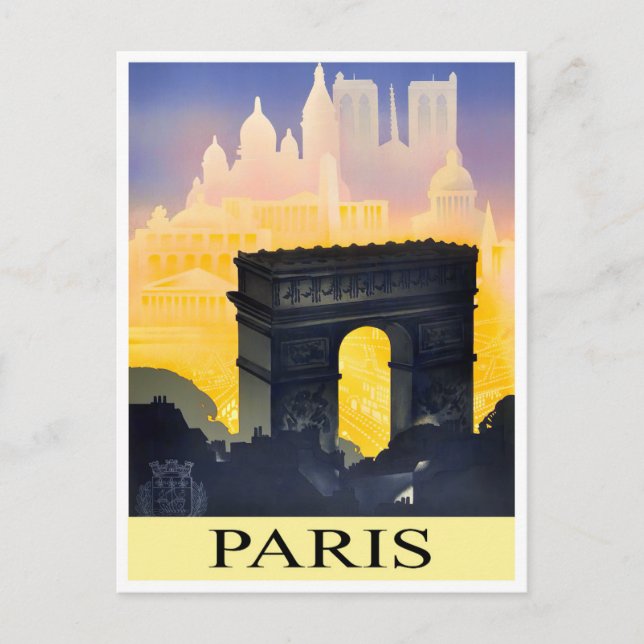 Paris Arc de Triomphe vintage travel Postcard (Front)