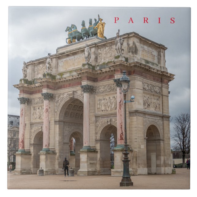 Paris Arc du Carrousel view ceramic tile (Front)