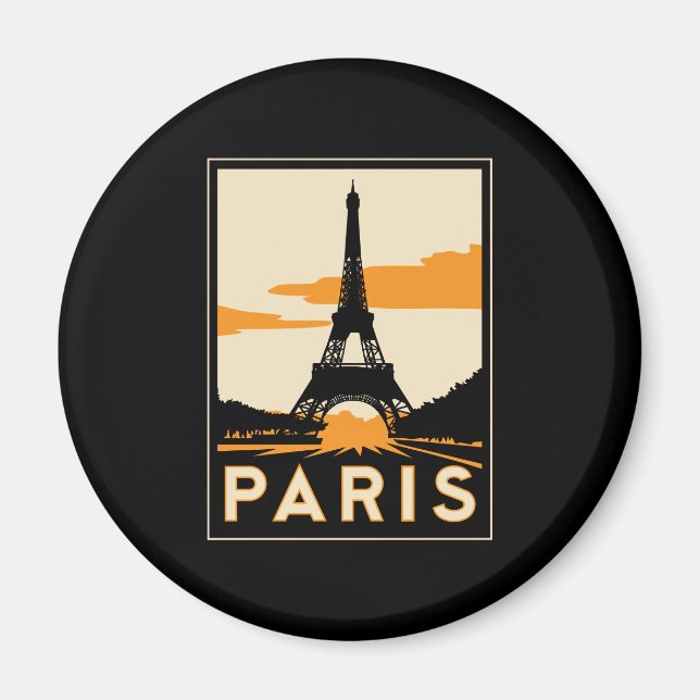 paris art deco retro travel poster magnet (Front)