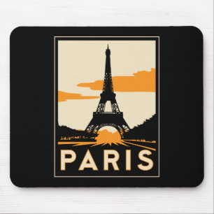 paris art deco retro travel poster mouse pad