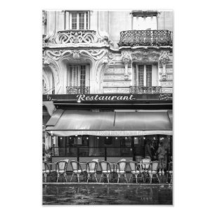 Paris Art Nouveau Cafe - Black and White - Photo Print