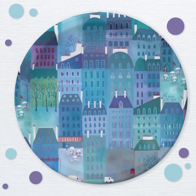 Paris Art Paper Plate (Paris cityscape art paper plate)