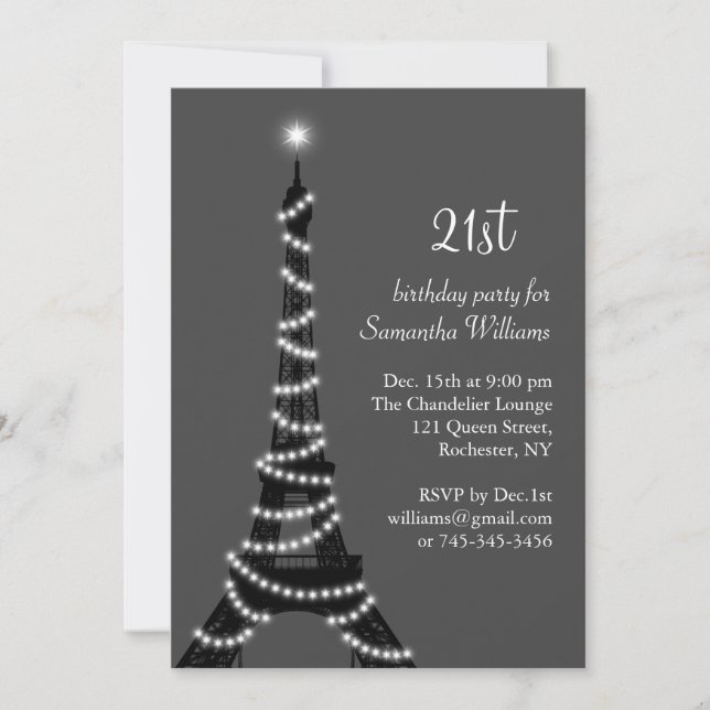 Paris at Night 21st Birthday Invitation (Front)
