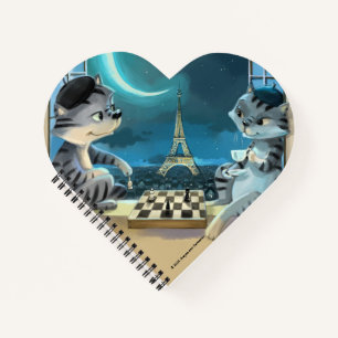 Paris at Night Heart Shaped Notebook